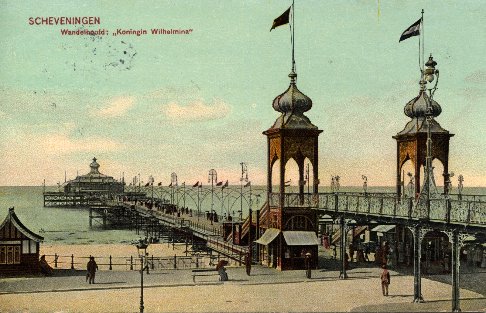 Scheveningen, 1908: Wandelhoofd: „Koningin Wilhelmina“